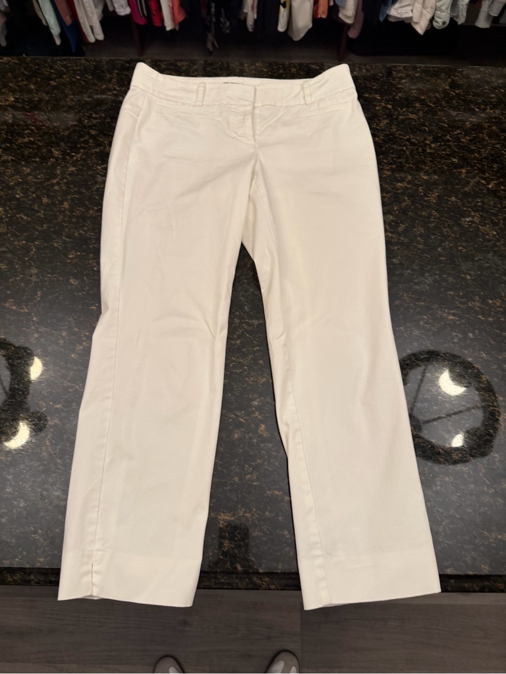Ann Taylor Devin Fit Straight-Leg White Pants